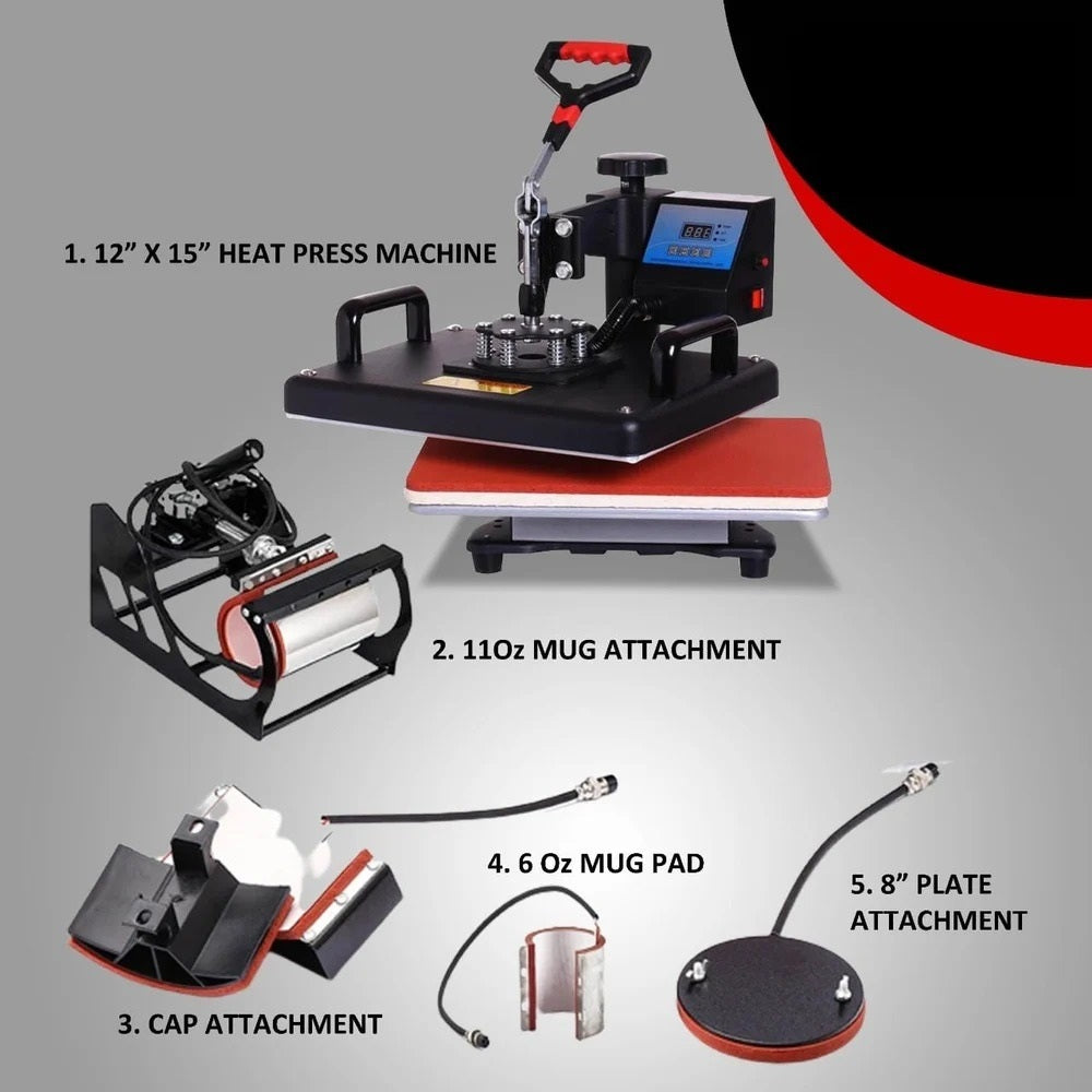 5 In 1 Combo Heat Press Machine, 50 prints/hour