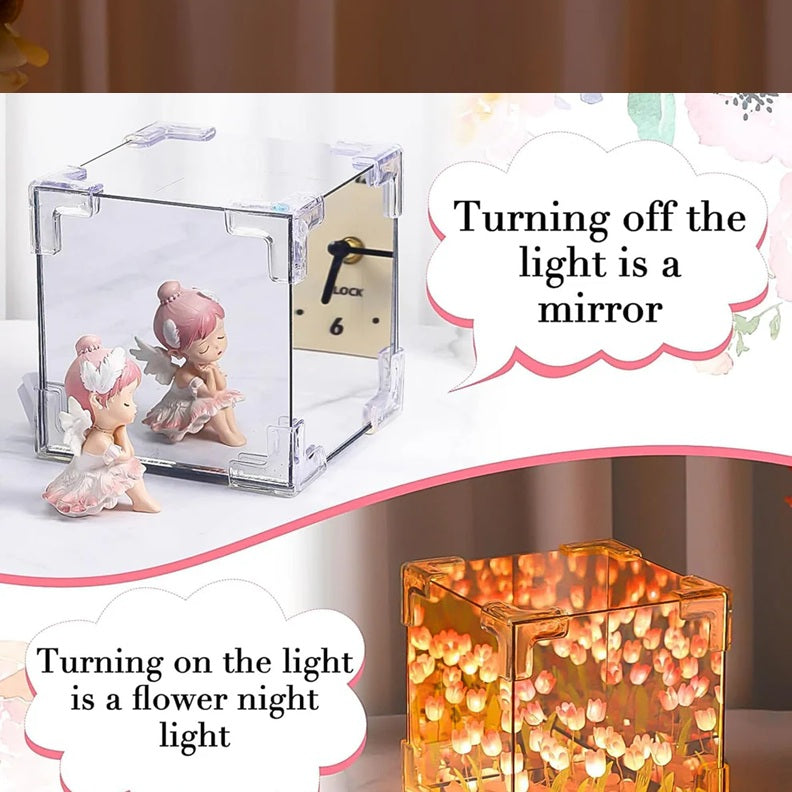 Cube Tulip Night Lamp | Led Decorative Nights Lamp (Multicolor & Design / 1 Set)