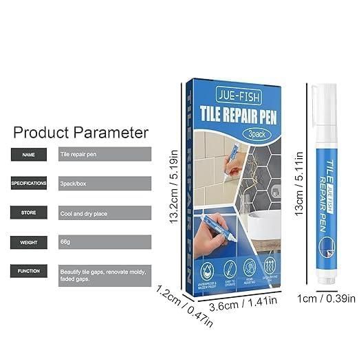 Tile Repair Pen (Pack of 3)  Grout Pen for Bathroom, Kitchen, Floor & Wall Tiles